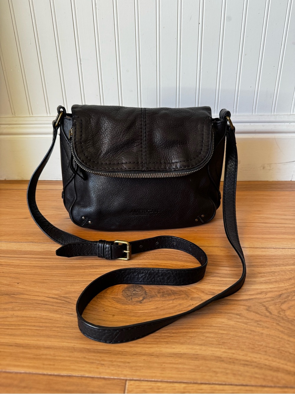American Leather Co. Black Leather Crossbody Shoulder Bag